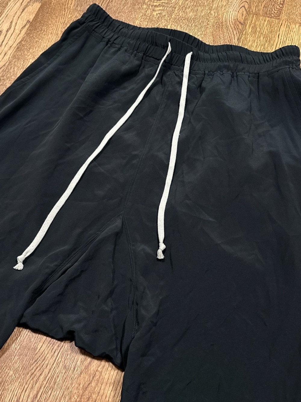 Rick Owens FW23 Luxor Drawstring Drop Crotch Cropped Pants Silk Blend Womens 10 - Picture 2 of 14